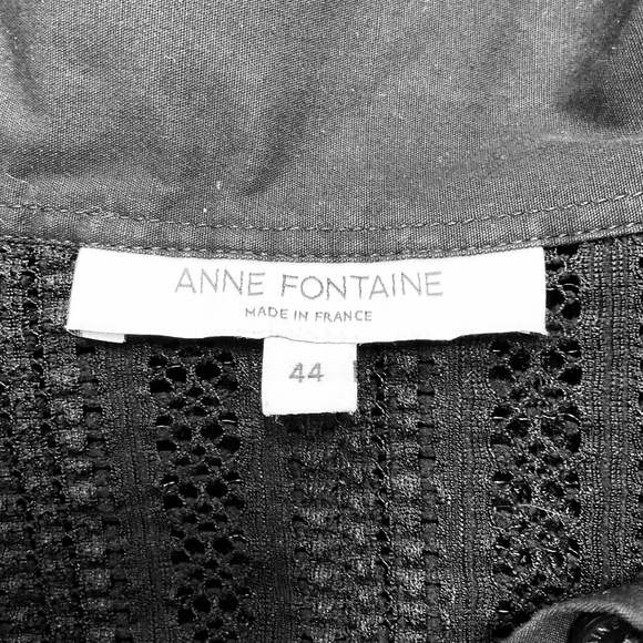 ANNE FONTAINE BLACK RUFFLED AMELIE BLOUSE - Picture 4 of 4